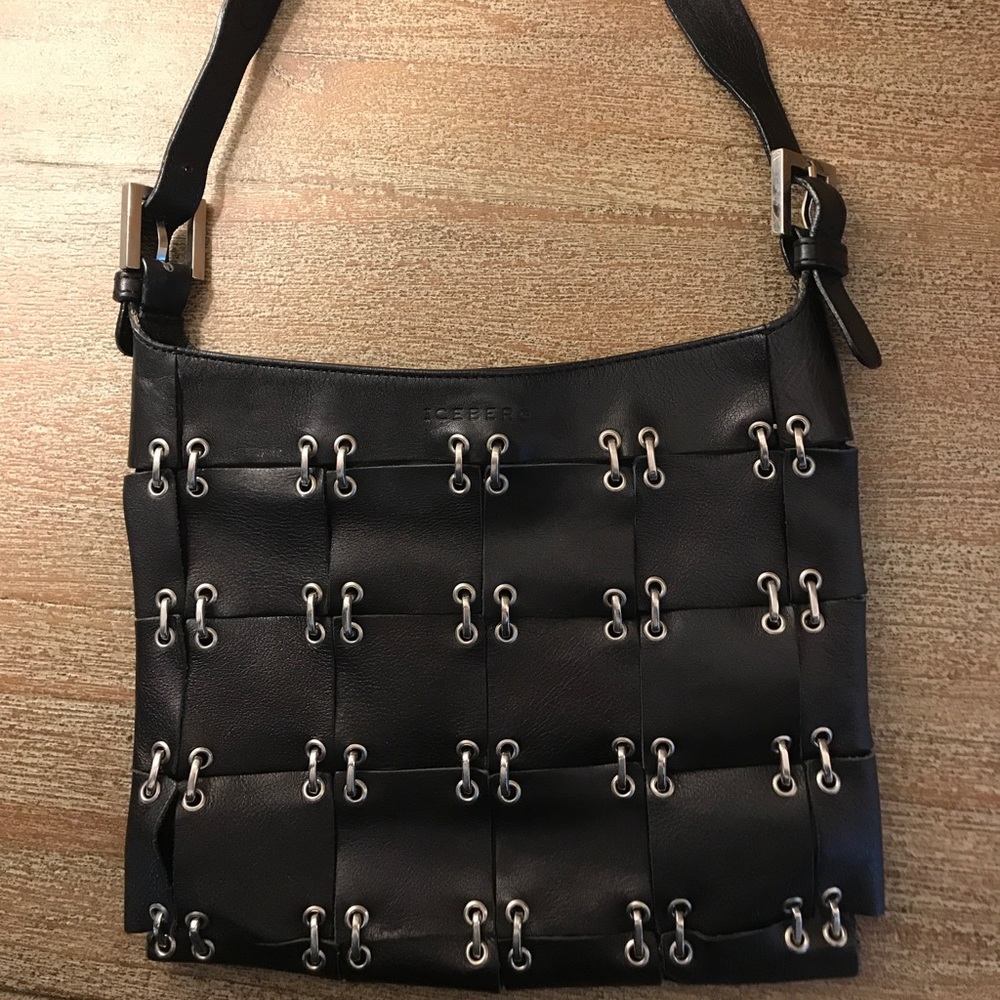 Authentic Iceberg Leather Purse with metal accents